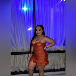 Ruffled rust brown mini dress (Sold)